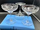Set Of 3 Martini Cocktail Glass Bryce Band 600 Crystal Blown Glass Etched C1940s