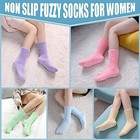 Non Slip Hospital Socks For Women With Grips Fuzzy 5 Pairs Non Slip Rainbow A