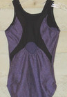 Gk Elite Leotard Purple Black Cool Back Gymnastics Cm Childs Girls M
