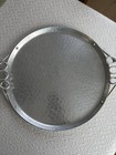 Vtg B w  Buenilum Hand Wrought Hammered Aluminum 13    Tray W round Handles 