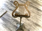 Antique Vtg Italian Patina Brass Ornate Lyre Adjustable Neoclassical Music Stand