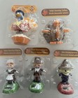 Vtg 5 Solar Powered Dancing Pilgrims Turkeys Scarecrow Thanksgiving new
