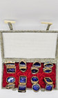 Vintage Smithsonian Institution Cloisonne Trinket Pill Boxes Original Silk Case