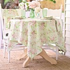 April Cornell Apple Blossom Tablecloth 54 X 54 Breakfast Cloth Light Green Pink