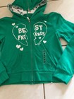 Nwt Justice Hoodie Size Xs Best Friends Zip Up Broken Heart Green Side Pockets