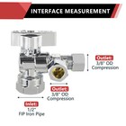 Efield Split Angle Stop Valve 1 2 fip  3 8 od  3 8 od Compr 1 4 Turn Free Shipping