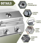 Tabletop Gas Grill 2-burner Propane Outdoor Camping Bbq Stainless Steel