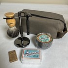 Gentleman Jon Deluxe Wet Shaving Kit     Razor  Brush  Soap  Stand   Bag