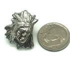 Vintage Native American Chief Lapel Pin Feather Headdress Silver Tone