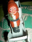 Antique 1920s  German Labeled Santa Claus In Sleigh W tree Table Decoration
