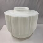 1920s Art Deco Milk Glass Skyscraper Pendant Ceiling Light Fixture Shade Large