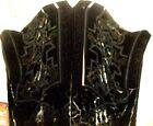 Auth Vtg 1920 s-30 s Black Burned-velvet Handstitched Silk-lined Fringed Kimono