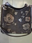 Kate Spade New York Floral Black Suede leather Medium Crossbody Bag Zip