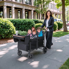 Wagon Stroller For 4 Kids With Cooler Bag 5-point Harnesses