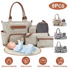 8pcs Nappy Diaper Bag With Changing Pad Large Capacity Maternity Bag Bottle Bag
