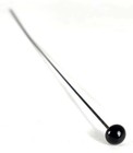 Antique Victorian Black Glass Ball Bead Oblong Hat Hair Pin Metal Shaft 3 