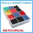 560pcs Heat Shrink Tubing Insulation Shrinkable Tube 2 1 Wire Cable Sleeve W box