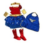 Wonder Woman Girl s Dress  Headband  Wrist Cuffs  Shoe Covers Costume Set