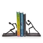 Men Pushing Metal Bookend Set - Iron Decorative Bookends For Home Office Decor