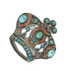 Vintage Signed Matilde Poulat Matl Silver 925 Mexico Turquoise Crown Brooch Pin