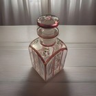 Antique Victorian Hand Blown Glass Perfume Scent Bottle W stopper Roses 