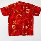 Vintage Paradise Fiji Aloha Hawaiian Shirt Mens M Red Orange Abstract Tiki