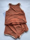 Cat   Jack Baby Boy   s 3-6m Outfit Set Orange Rust Tank Top Shorts 2 Piece New