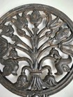 Vintage Wilton Valley Forge Pa Cast Iron Tulip Trivet 12  Folk Art Mcm