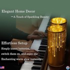 Set Of 2 Gold Illuminated Hurricane Candle Holders - Christmas Centerpieces