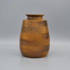 Vintage Striped Turned Wooden Vase Mcm Vessel Solid Wood Grain Artist Signed 5 