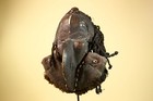 African Dan Mask Cowrie Shell Tribal Wood Cloth Art Liberia Vintage Decor-g5991