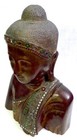 Vintage Large Antique Lacquered Gilded Carved Solid Wooden Burmese Buddha Bust