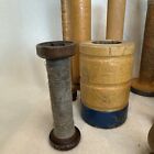 Vintage Primitive Wooden Spools Spindle Bobbin Textile Industrial Tall 14    - 3 5