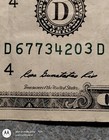 Ink Contamination Error 2013  1 Bill D 67734203 D Right-green  Left-blackish