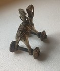 Vintage Asian India Hindu Bronze Temple Toy Camel   Man On Wheels