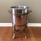 Vintage 70s Stainless Steel brass Coffee Chafer Urn Beverage Dispenser 3 Gallons