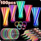 Glow 100pcs Fluorescence Light Glow Party Sticks Bracelets Necklaces Neon For -