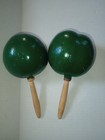 Superb Pair Of 1960s Era Latin  Maracas  Souvenirs  Wood Handle Shakers 