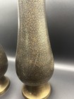 Vtg Pair Of 2 Middle Eastern Persian Mcm Floral Etched Brass Vase 12   