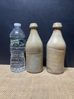 Antique 1870s Clay Pottery Beer Bottle R Schwalbach Brewery 8   x3   2pc