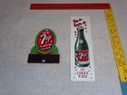 Vintage 7up Soda It Likes You Porcelain   Metal Sign Lot  2 Advertising Seven Up