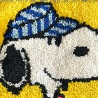 Vintage Snoopy Latch Hook Wall Hanging Snoopy Engineer 20x26 Vintage Crafts