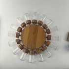 Vintage 1975 Denmark Digsned 16 Glass Spice Jars Spinning Teak Holder Wheel