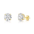 14k Solid Yellow white Gold Round Cz Stud Earrings Basket Setting 2-10mm