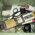 Wicker Sewing Basket Woven Box Filled W  Notions