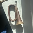 Vintage Beautiful Handmade Cavalry Bugle Horn Made Of Brass   Copper