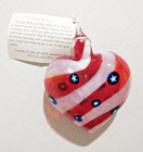 Glass Eye Studio - Art Glass Heart Ornament - Rare Patriotic Usa Stars   Stripes