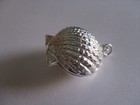 Gorgeous Sterling Silver Pill Box Pendant Shell Style Engraved Both Side