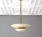Vintage Ceiling Light Pendant Mid Century Antique Finish Creamy Shades Disc Lamp
