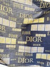 Vintage Dior Monogram Silk Scarf Logo Print Black Gold Ornate Stripe Square  a2